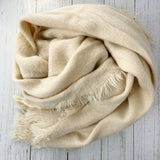 Tana Super Soft Textured Fluffy Scarf - Cream