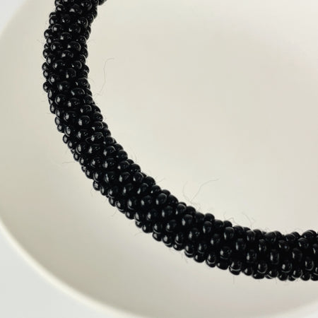 Handmade Glass Bead Tube Bracelet - Black