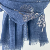 Sophia Rose Gold Foil Scarf - Denim