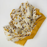 Layla Mini Leaves Scarf - Mustard