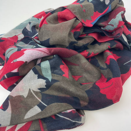 Hallie Autumn Leaves Scarf - Red
