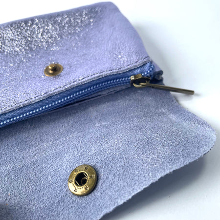 Penny Mini Leather Purse - Lilac Metallic