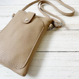 Lucia Leather Phone Bag - Taupe