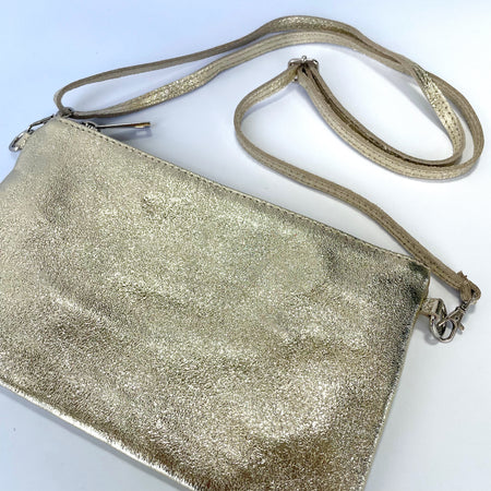 Eliza Leather Clutch Bag - Gold
