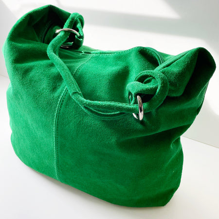 Slouchy Suede Hobo Bag - Green