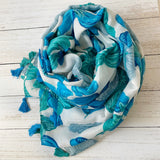 Sienna Flouncy Floral Scarf - Blue