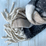 Faye Striped Blanket Scarf - Grey Black