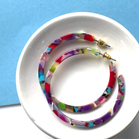 Sophia Hoop Resin Earrings - Multi