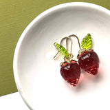 Strawberry Drop Earrings - Red