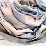 Mia Multi Square Checked Scarf - Light Blue