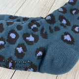 Sable Animal Print Organic Cotton Cabin Socks - Slate