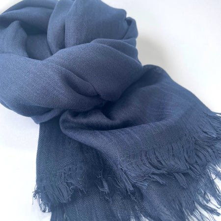 Maisy Cotton Modal Plain Scarf - Navy