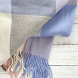 Mia Multi Square Checked Scarf - Light Blue