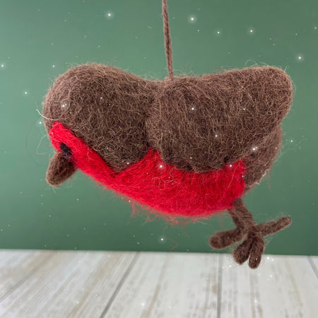 Handmade Felt Fat Robin Decoration