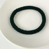 Handmade Glass Bead Tube Bracelet - Emerald Green