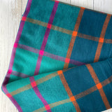 Ember Check Tassel Scarf - Teal Green