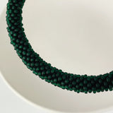 Handmade Glass Bead Tube Bracelet - Emerald Green