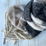 Faye Striped Blanket Scarf - Grey Black