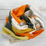 Funky Block Check Scarf - Yellow Orange