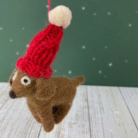 Handmade Felt Cosy Doggy Decoration