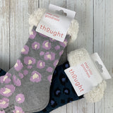 Sable Animal Print Organic Cotton Cabin Socks - Grey