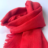 Cotton Modal Plain Scarf - Red
