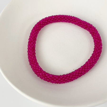 Handmade Glass Bead Tube Bracelet - Pomegranate