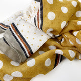 Ciara Spotted Colour Block Scarf - Mustard