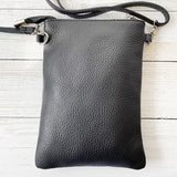 Lucia Leather Phone Bag - Black