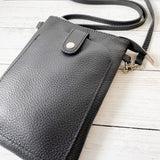 Lucia Leather Phone Bag - Black
