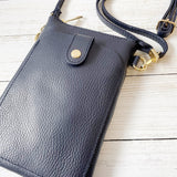 Lucia Leather Phone Bag - Navy
