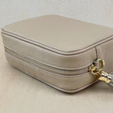 Leather Crossbody Camera Bag - Light Taupe