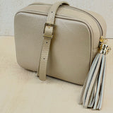 Leather Crossbody Camera Bag - Light Taupe