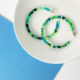 Resin Hoop Earrings - Green/Blue