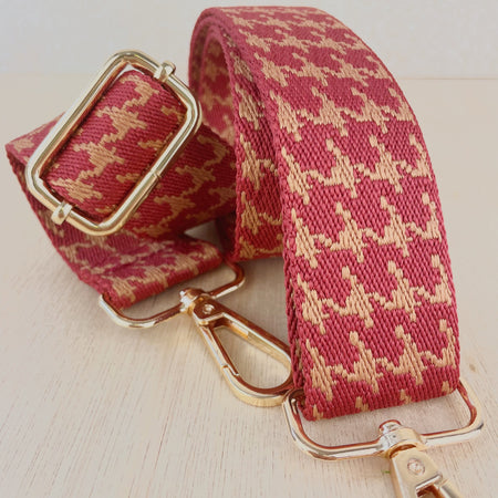 Red Hounds Tooth Bag Strap