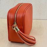Leather Crossbody Camera Bag - Burnt Orange