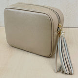 Leather Crossbody Camera Bag - Light Taupe