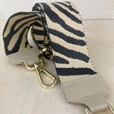 Beige Zebra Woven Bag Strap