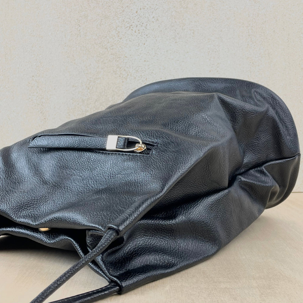 Slouchy Colour Block Handbag - Black