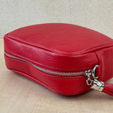 Leather Crossbody Camera Bag - Red
