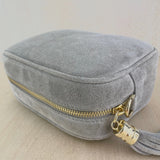 Suede Cross Body Camera Bag - Light Grey