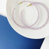 Beaded Hoop Earrings - Lilac