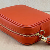 Leather Crossbody Camera Bag - Burnt Orange