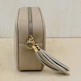 Leather Crossbody Camera Bag - Light Taupe
