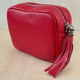 Leather Crossbody Camera Bag - Red