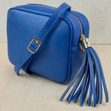 Leather Crossbody Camera Bag - Royal Blue