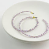 Beaded Hoop Earrings - Lilac