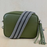 Leather Crossbody Camera Bag - Olive Green