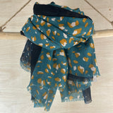 Sara Leopard Print Scarf - Green/Mustard