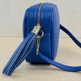 Leather Crossbody Camera Bag - Royal Blue